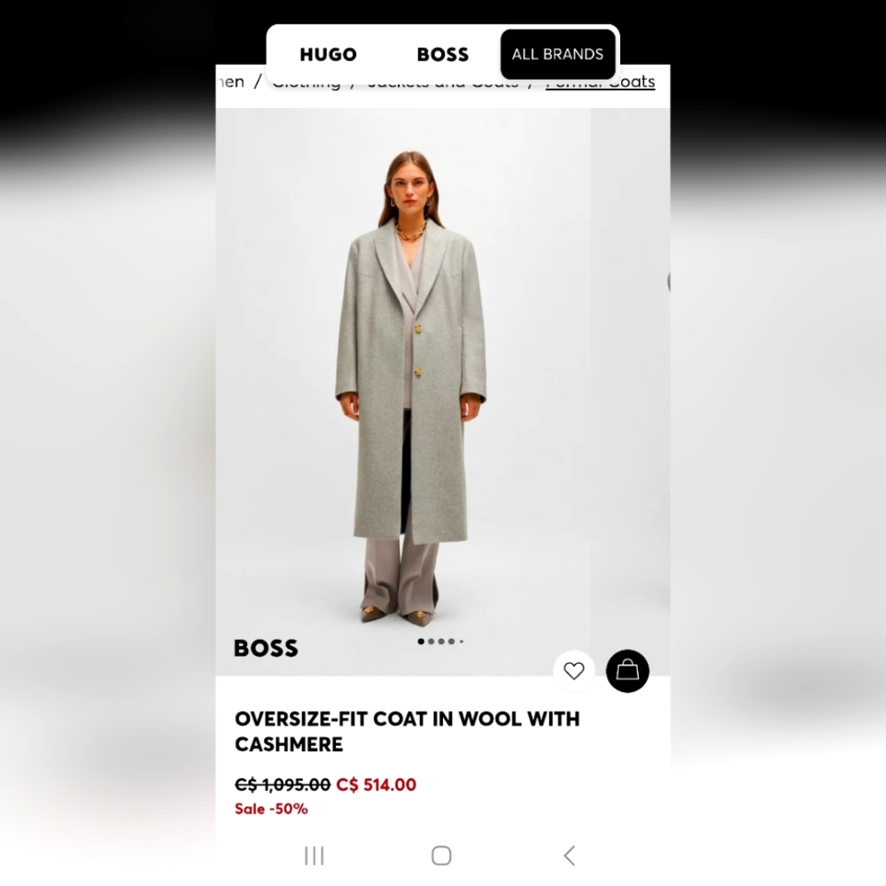 All gender Hugo Boss fit coat